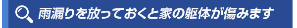 雨漏りを放っておくと家の躯体が傷みます