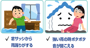 窓サッシから雨漏りがする 強い雨の時ポタポタ音が聞こえる